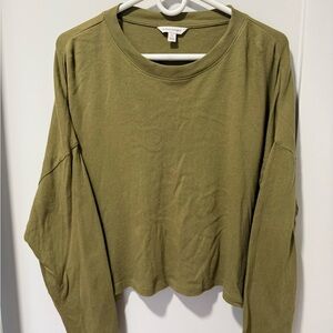 Banana Republic Olive Long Sleeve Cropped Women's Top